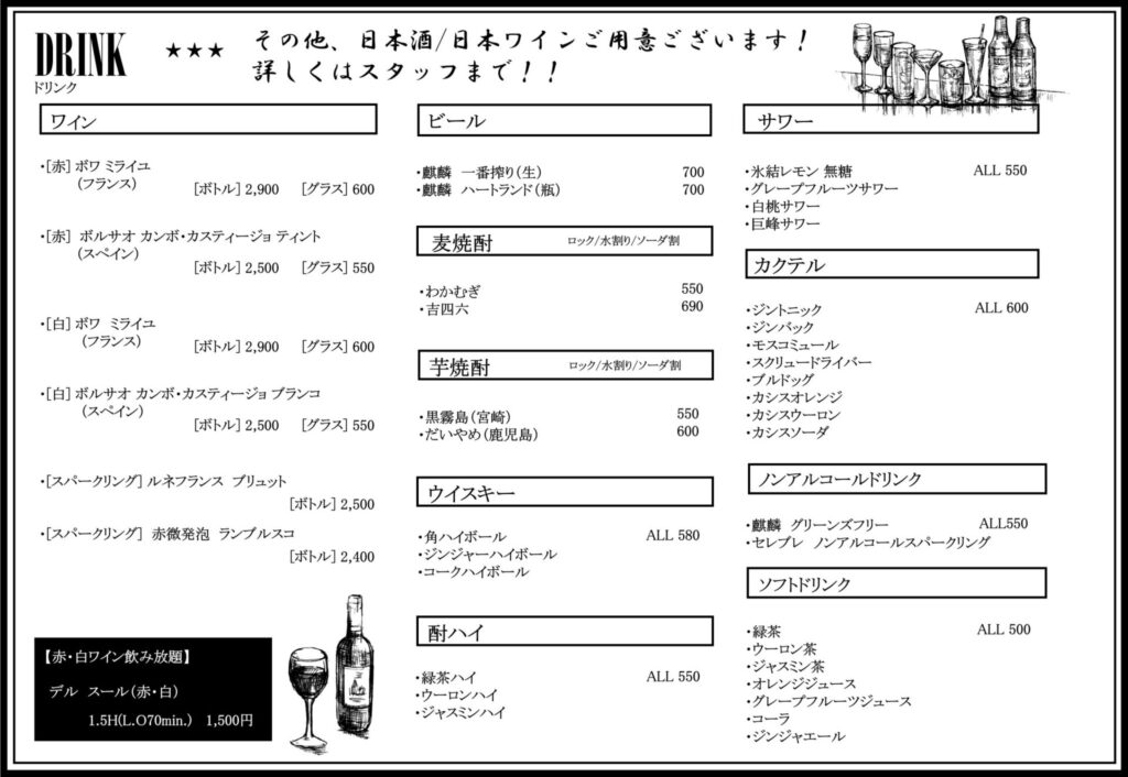 馬BOUZU海老名店メニュー